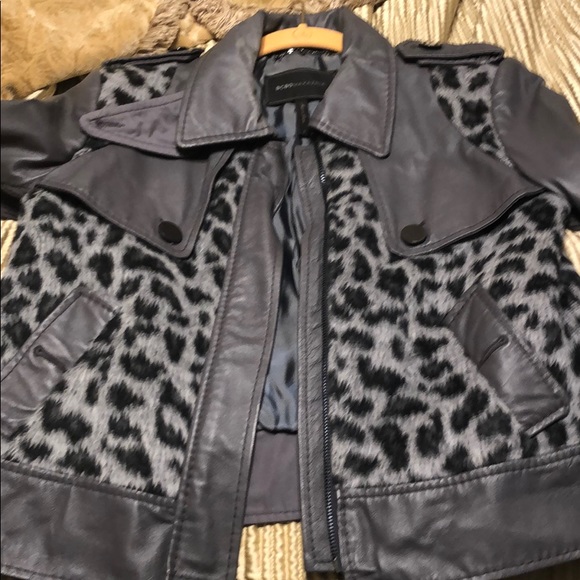 Bcbg Gray and black leopard biker jacket - Picture 1 of 8